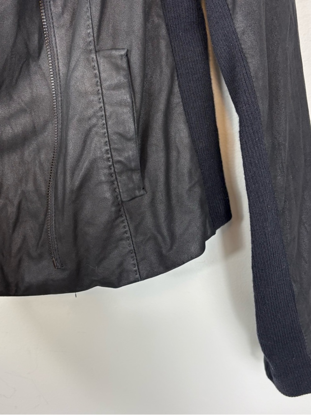 Vince Black Leather Scuba Jacket Sz L - Picture 7 of 14